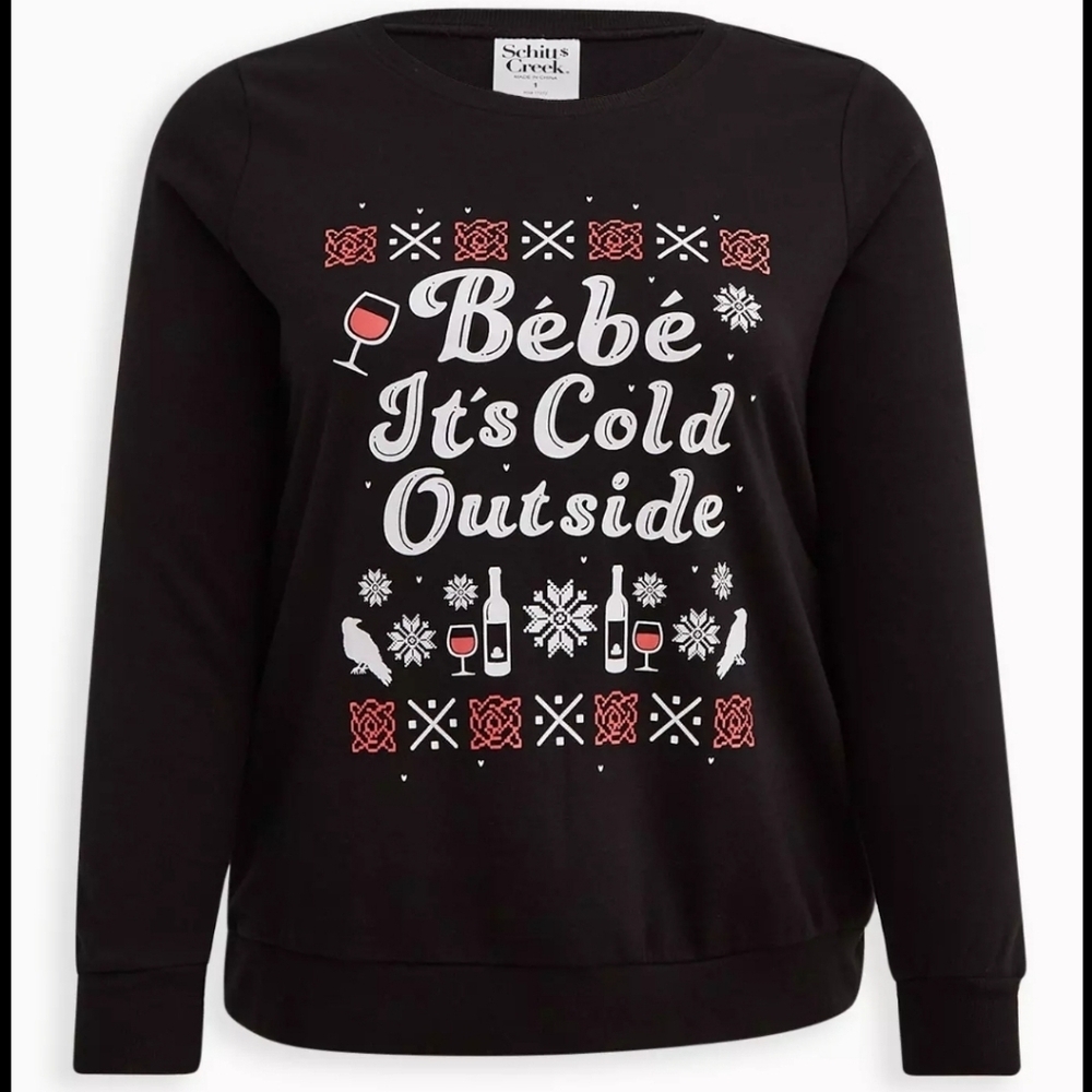 Torrid - Schitt's Creek Sweatshirt - Cozy Fleece Bebe It's Cold Outside Black 3X